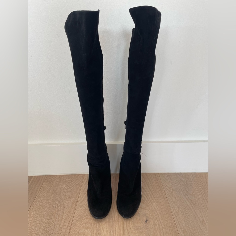 Stuart Weitzman over the knee black suede boots